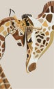 Beautiful lovely cute wonderful multicolor summer illustration of a baby giraffe with his giraffe mum vector