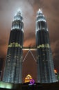 Beautiful low angle shot of the Petronas Twin Towers located in Kuala Lumpur, Malaysia Royalty Free Stock Photo