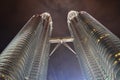 Beautiful low angle shot of the Petronas Twin Towers located in Kuala Lumpur, Malaysia Royalty Free Stock Photo