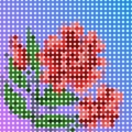Beautiful low poly illustration of red flower usable as stitch pattern