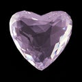 Beautiful low poly white crystal heart isolated on black background. Valentines day concept render