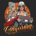 Beautiful lowrider girls flyer colorful