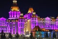 Beautiful luminous castle building bogatyr in the city of Sochi