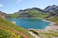 Beautiful lunersee and alpine flowers