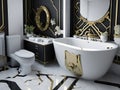 beautiful and luxurious bathroom design with white and black basic colors