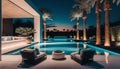Beautiful luxurious outdoor pool area, Generative AI Royalty Free Stock Photo