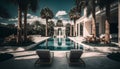 Beautiful luxurious outdoor pool area, Generative AI Royalty Free Stock Photo