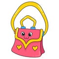 Beautiful and luxurious women bag, doodle icon image kawaii