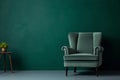 Beautiful luxury classic blue green clean interior room in classic style with green soft armchair. Vintage antique green chair Royalty Free Stock Photo