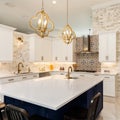 Luxury White Kitchen Home Design Royalty Free Stock Photo