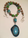 Beautiful Luxury Jewellery Artisan Turquoise Necklace With Sparkly Pendant.