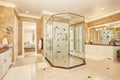 Beautiful luxury marble bathroom interior in beige color Royalty Free Stock Photo