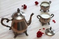Antique silver teapot set Royalty Free Stock Photo