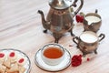 Antique silver teapot set Royalty Free Stock Photo