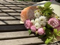 Beautiful luxury spring bouquet of mixed flowers. The work of the florist. Romantic concept. Close up. Spring banner. Easter and s