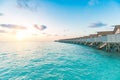 Beautiful Luxury terrace of water villa in Maldives with turquoise sea Royalty Free Stock Photo