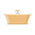 Beautiful luxury vintage bathtub decoration interior in flat style isolated on white background.