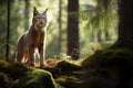Beautiful lynx in the forest. Wildlife scene from nature