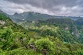 Beautiful madeira mountains with flowing clouds Royalty Free Stock Photo