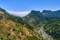 Beautiful madeira mountains with flowing clouds Royalty Free Stock Photo