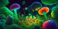 Beautiful Magic fantasy colorfull Mushrooms Jelly Blobs Gummies Lights - Ai illustration