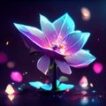 Beautiful magic flower on dark background with bokeh. Vector illustration. Generative AI Royalty Free Stock Photo