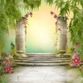 Beautiful magic garden landscape, fairytale mood, Royalty Free Stock Photo