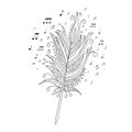 Beautiful magic music bird feather with notes. Coloring book Vector illustration
