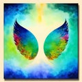 Beautiful magic watercolor angel wings