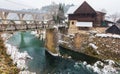 Beautiful and magic waterfalls during winter at Slunj, Croatia, Europe