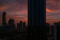 Beautiful magical red sunset in Abu Dhabi city, United Arab Emirates Royalty Free Stock Photo