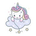 Beautiful Magical Unicorn funny horse wallpaper kawaii animal sweet dream good night: Royalty Free Stock Photo