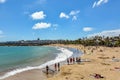 Beautiful main beach of Costa Teguise, a touristic resort on Lanzarote island