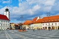 Main square of the medieval city of Sibiu, Romania Royalty Free Stock Photo