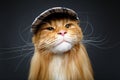 Beautiful maine coon cat in hat Royalty Free Stock Photo