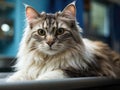 Majestic Maine Coon Cat Lounging in a Home Setting