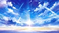 beautiful majestic open sky with shining light part lines, ai generated image