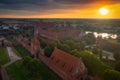 Beautiful Malbork castle over the Nogat river, Poland