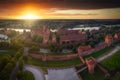 Beautiful Malbork castle over the Nogat river, Poland