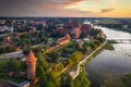 Beautiful Malbork castle over the Nogat river at sunset, Poland