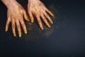 Beautiful man`s hands in golden Royalty Free Stock Photo