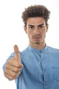 Beautiful man showing thumbs up for ok Royalty Free Stock Photo