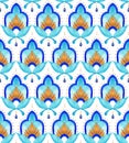 Seamless Moroccan floral tile - navy, aqua and gold