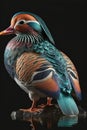 Beautiful Mandarin Duck Close Up. Colorful and Vibrant Animal. Royalty Free Stock Photo