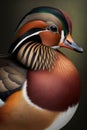 Beautiful Mandarin Duck Close Up. Colorful and Vibrant Animal. Royalty Free Stock Photo