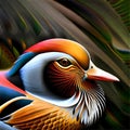 Beautiful mandarin duck illustration - ai generated image Royalty Free Stock Photo