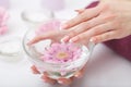 Manicure and Hands Spa. Beautiful Woman Hands Closeup Royalty Free Stock Photo