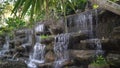 Beautiful manmade waterfall in the garden