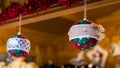 Beautiful manually handcrafted christmas balls in touristic christmas markets in wien