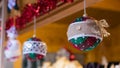 Beautiful manually handcrafted christmas balls in touristic christmas markets in wien
